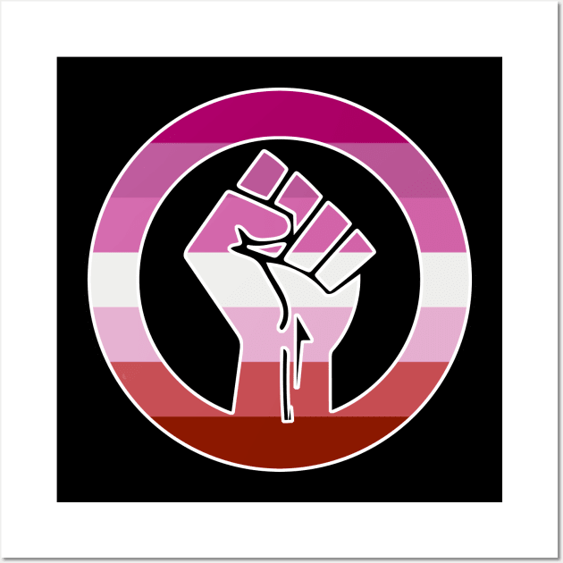 Black Lives Matter Fist Circled LGBTQ Flag Lipstick Lesbian Wall Art by aaallsmiles